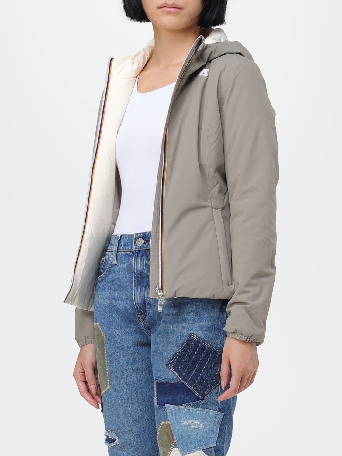 ジャケット K-WAY Woman Jacket Beige K2115YW AJ7 K-Way Outlet: Jacket woman - Beige | K-Way jacket K2115YW