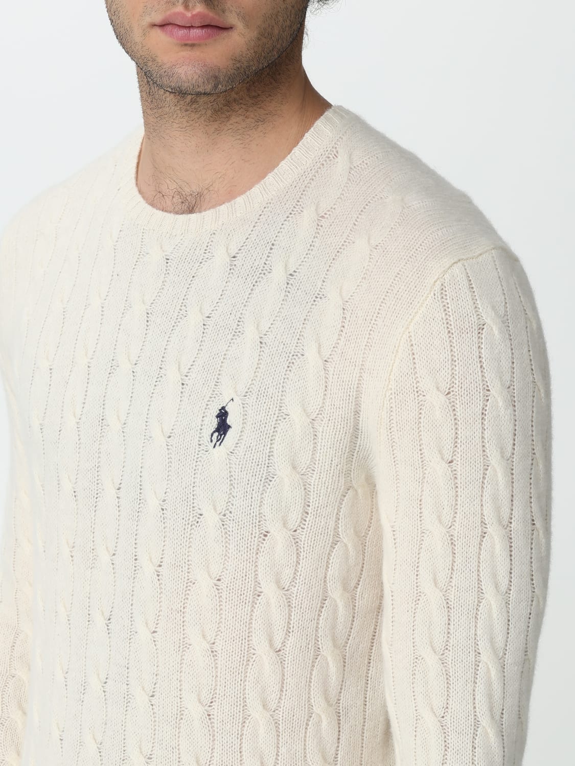 POLO RALPH LAUREN MAGLIA: Maglia Polo Ralph Lauren in lana e cashmere, Panna - Img 3