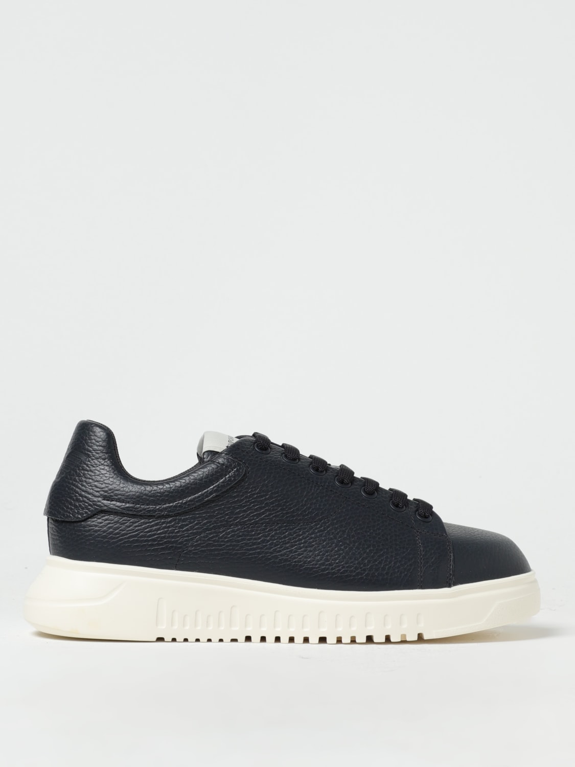 EMPORIO ARMANI SNEAKERS: Emporio Armani sneakers in grained leather, Blue - Img 1