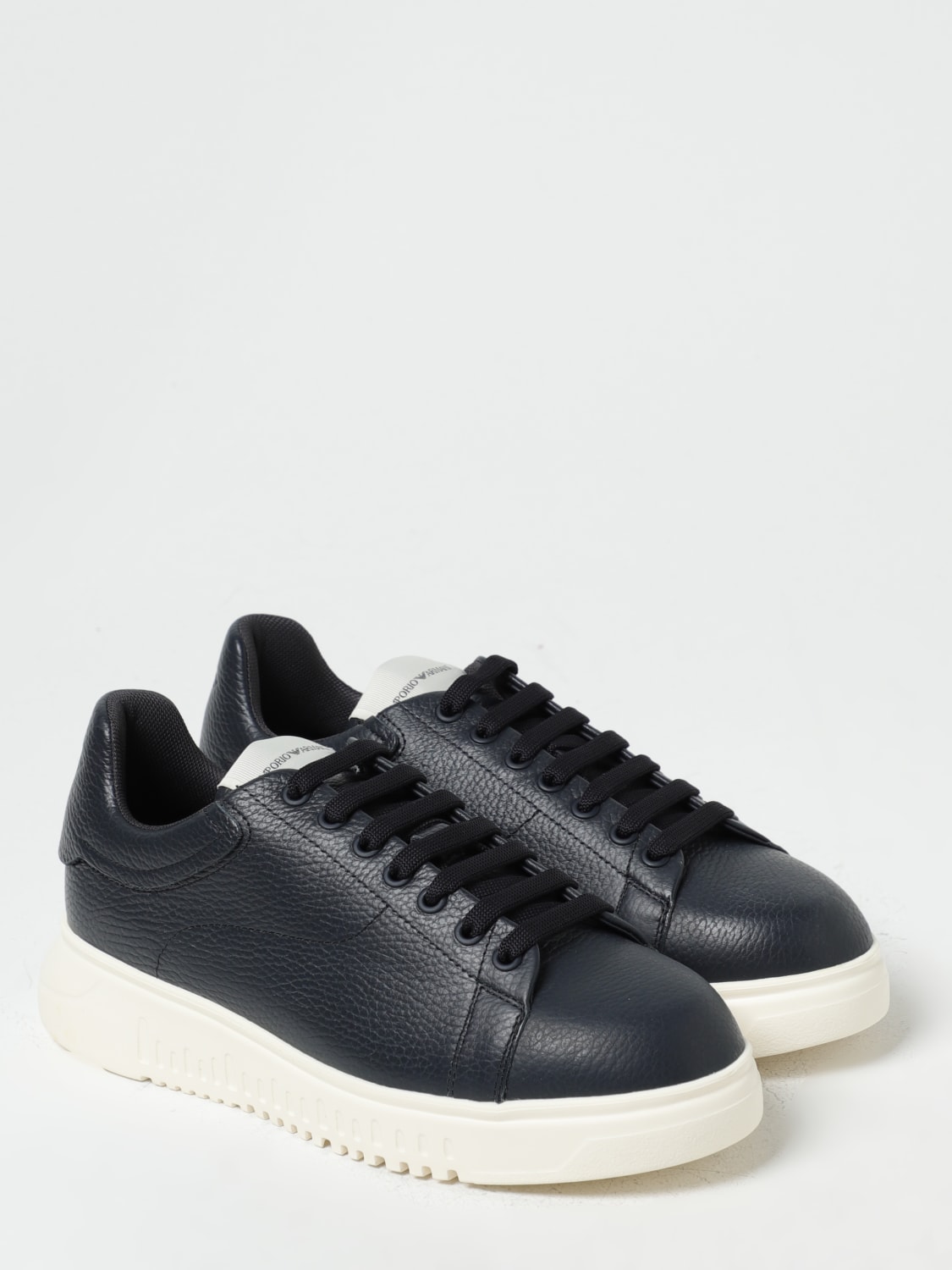 EMPORIO ARMANI SNEAKERS: Emporio Armani sneakers in grained leather, Blue - Img 2