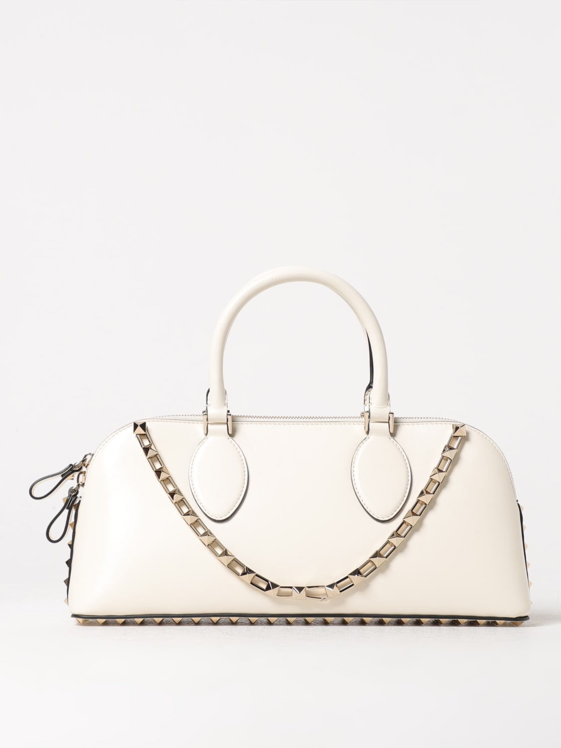 VALENTINO GARAVANI SHOULDER BAG: Valentino Garavani Rockstud bag in leather, Yellow Cream - Img 1