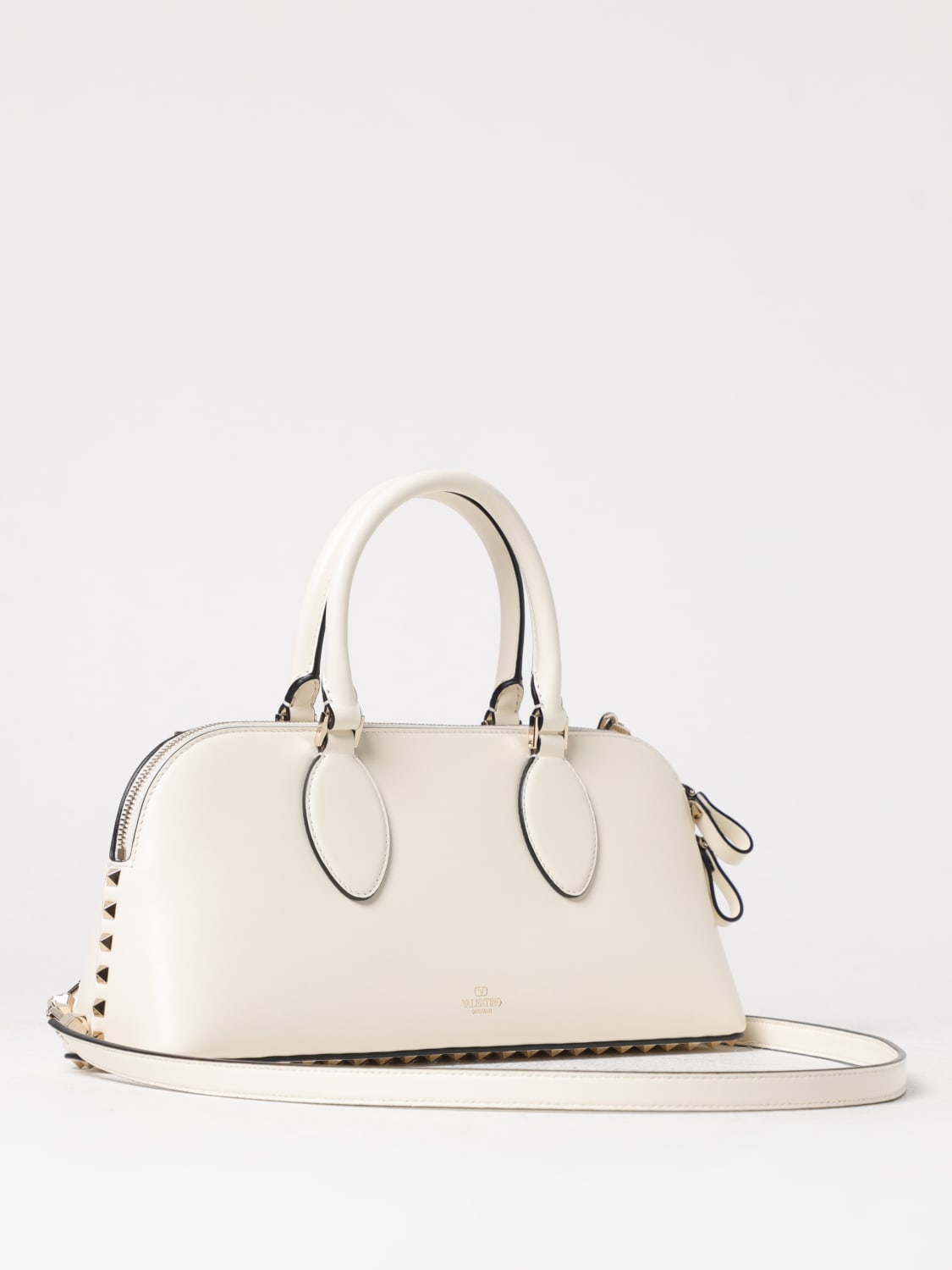 VALENTINO GARAVANI SHOULDER BAG: Valentino Garavani Rockstud bag in leather, Yellow Cream - Img 3