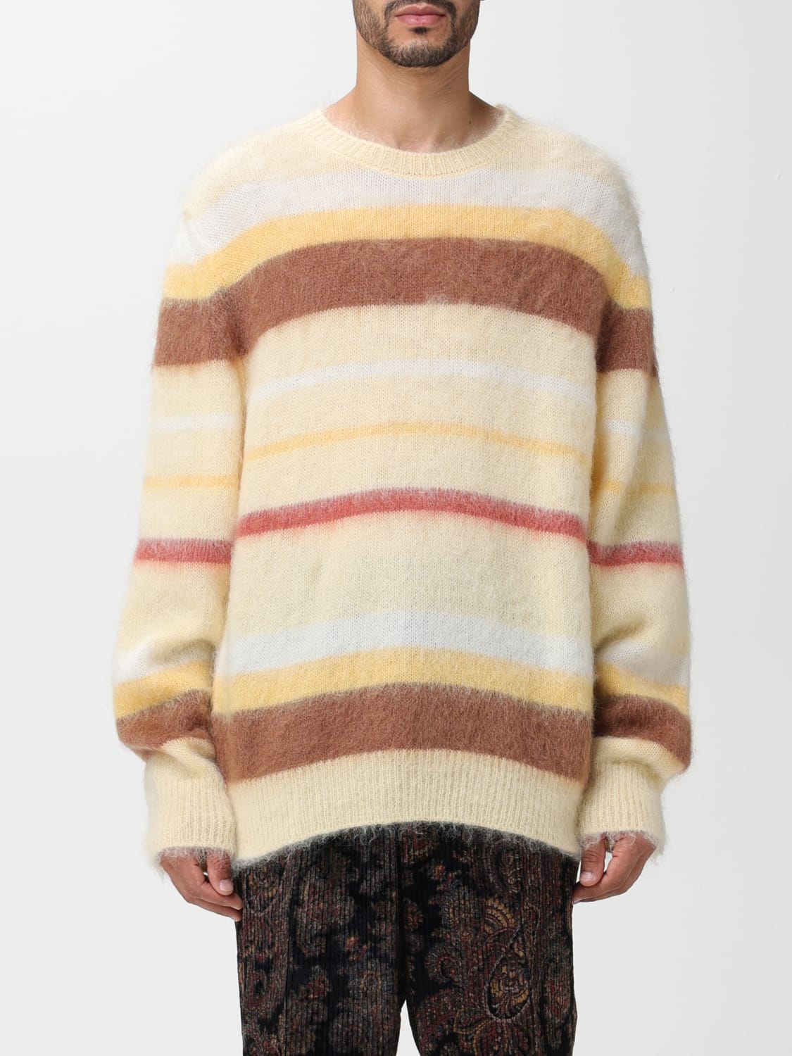 Etro Sweater In Mohair Wool Blend With Striped Pattern White Etro Sweater 1n9309678 Online