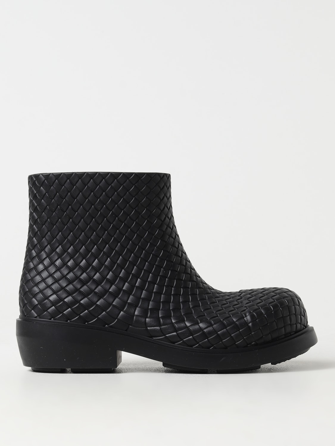 BOTTEGA VENETA BOOTS: Bottega Veneta Fireman ankle boots in woven rubber, Black - Img 1