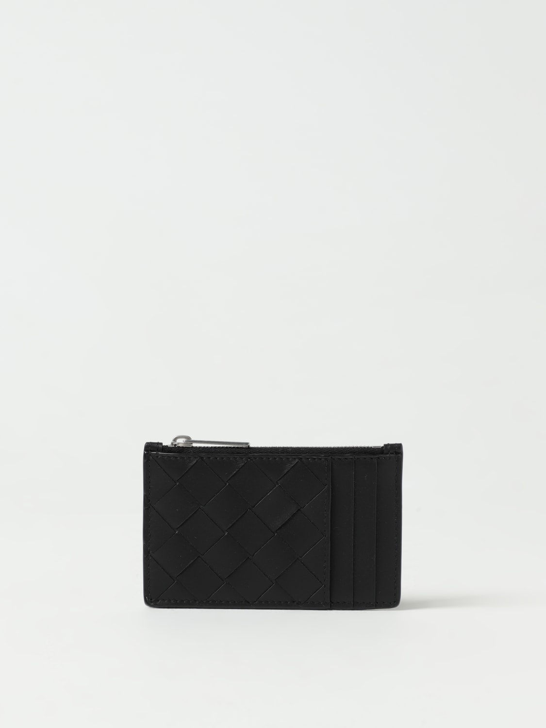 BOTTEGA VENETA WALLET: Bottega Veneta credit card holder in woven leather, Black - Img 1