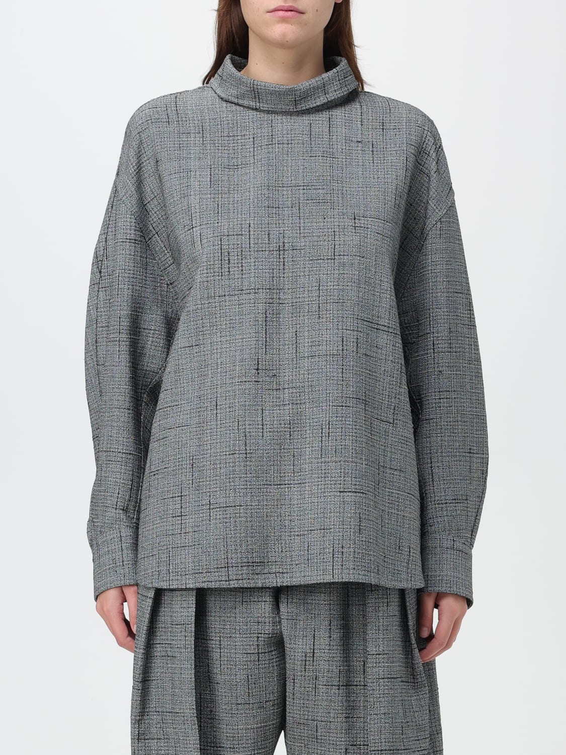 BOTTEGA VENETA TOP: Bottega Veneta blouse in viscose and silk, Grey - Img 1