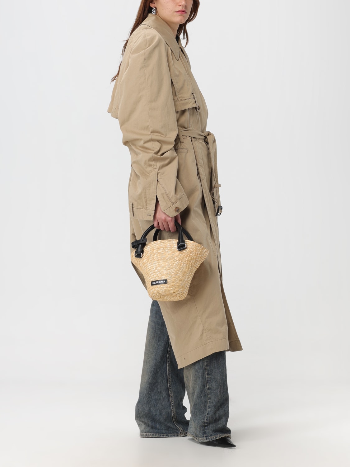 BALENCIAGA JACKET: Balenciaga trench coat in cotton, Beige - Img 2