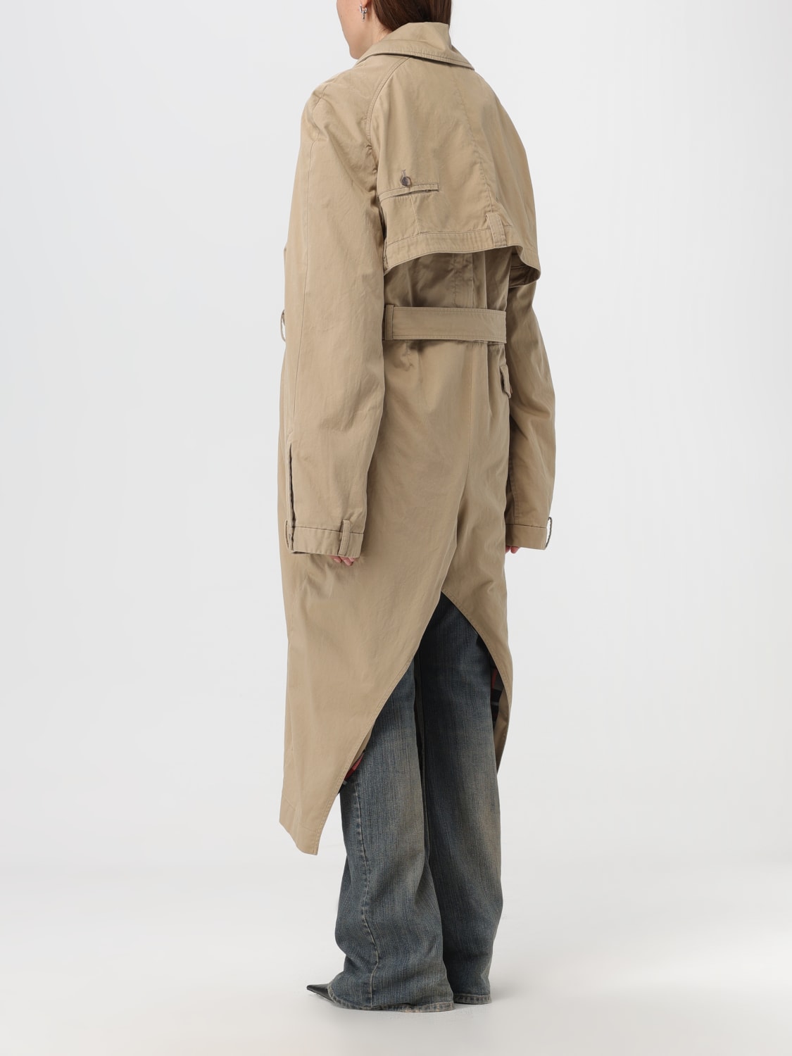 BALENCIAGA JACKET: Balenciaga trench coat in cotton, Beige - Img 3