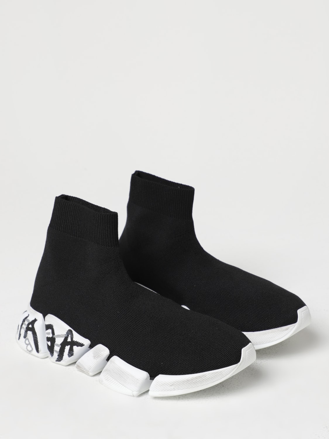 BALENCIAGA SNEAKERS: Balenciaga Speed 2.0 Graffiti sneakers in recycled knit, Black - Img 2