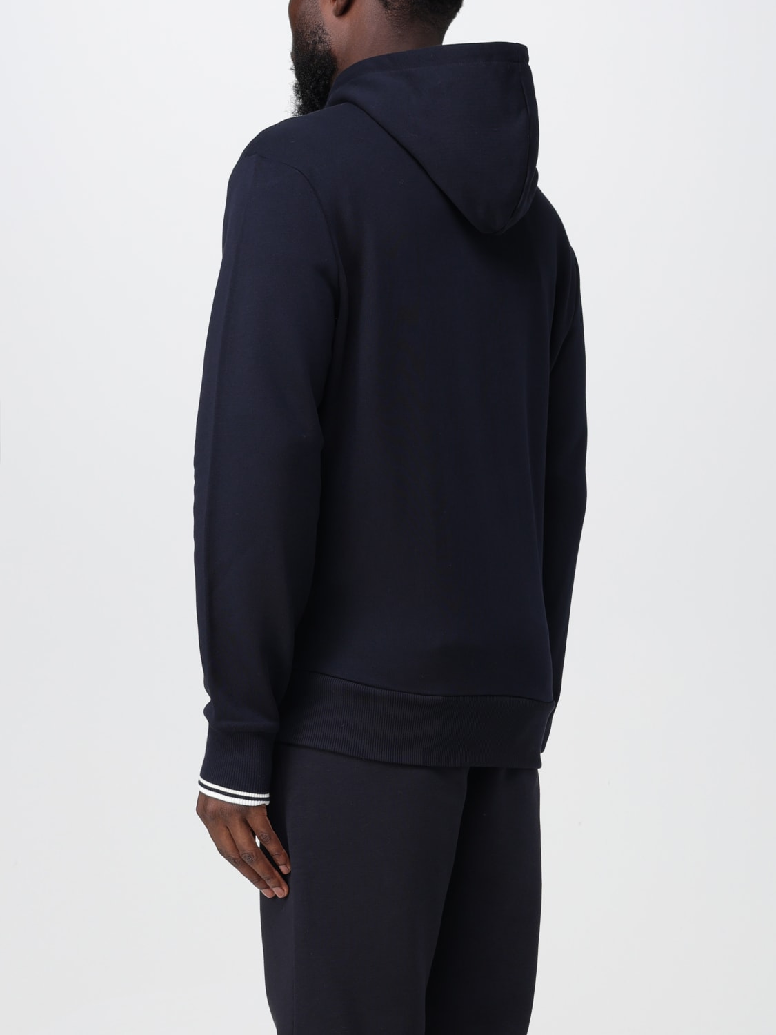 FRED PERRY FELPA: Felpa Fred Perry misto cotone con zip e cappuccio, Blue - Img 2