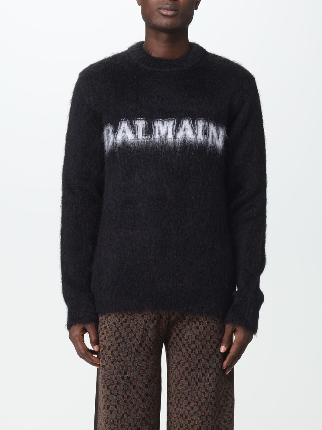 Balmain Outlet sweater in Mohair wool Black Balmain sweater BH0KD000KF38 online at GIGLIO.COM