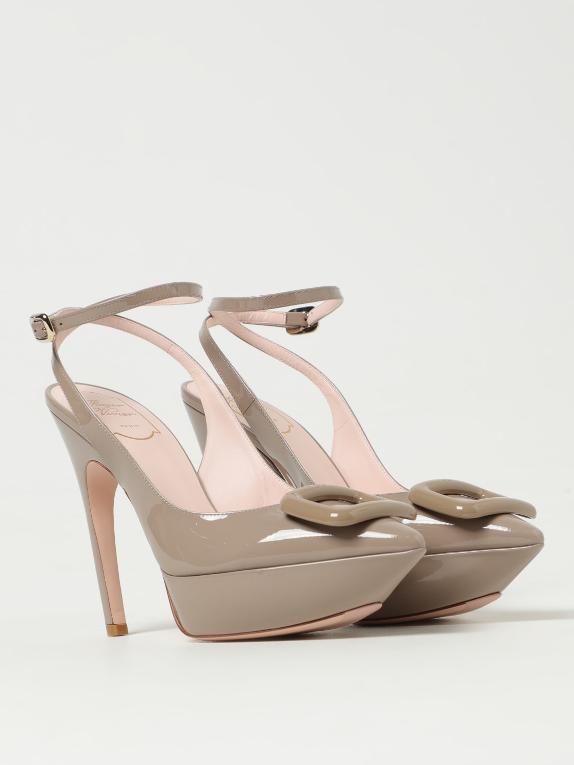 ROGER VIVIER SCARPE CON TACCO: Slingback Roger Vivier in vernice, Tortora - Img 2