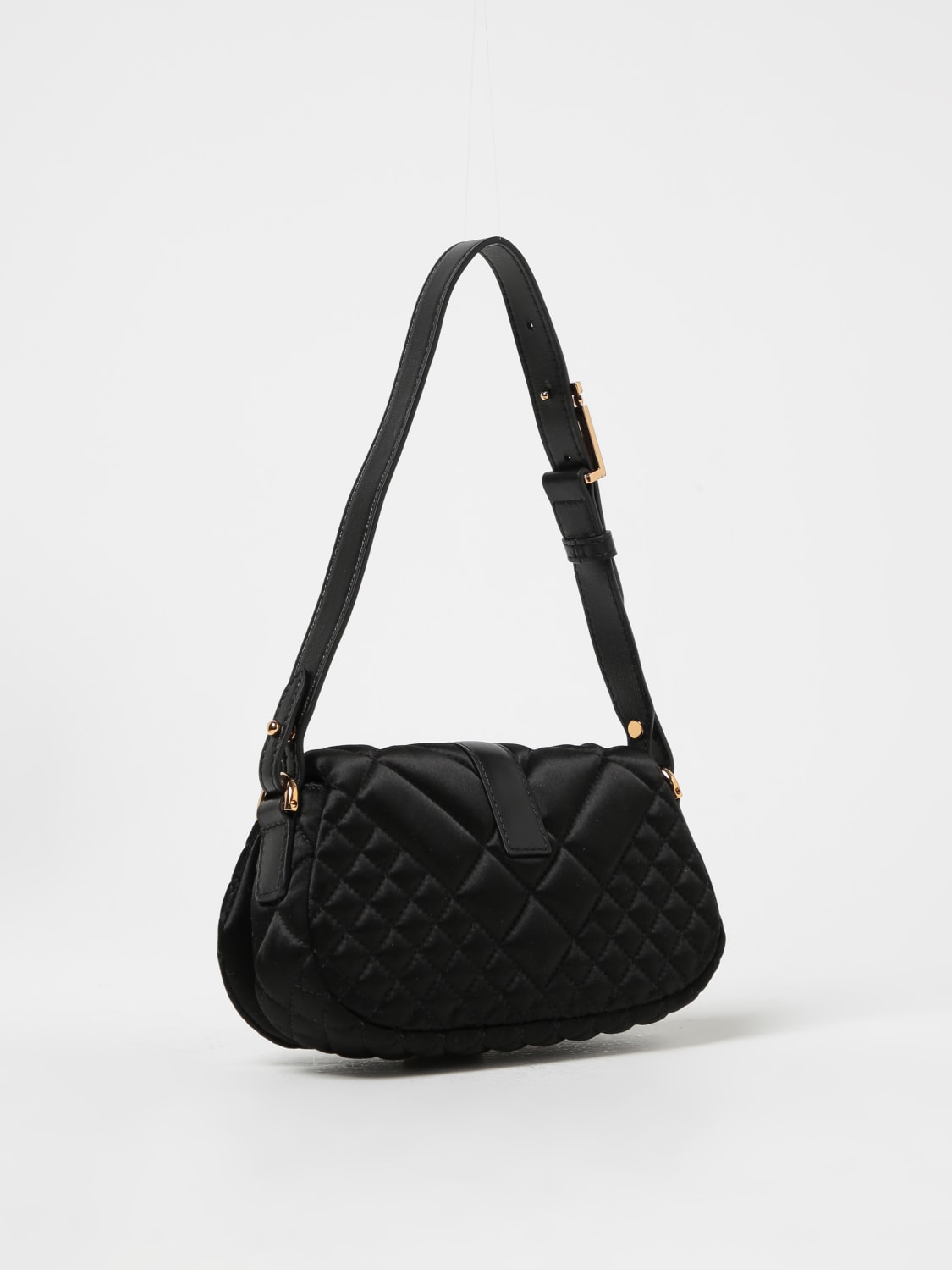 VERSACE BORSA MINI: Borsa Greca Goddess Versace in raso matelassé, Nero - Img 2