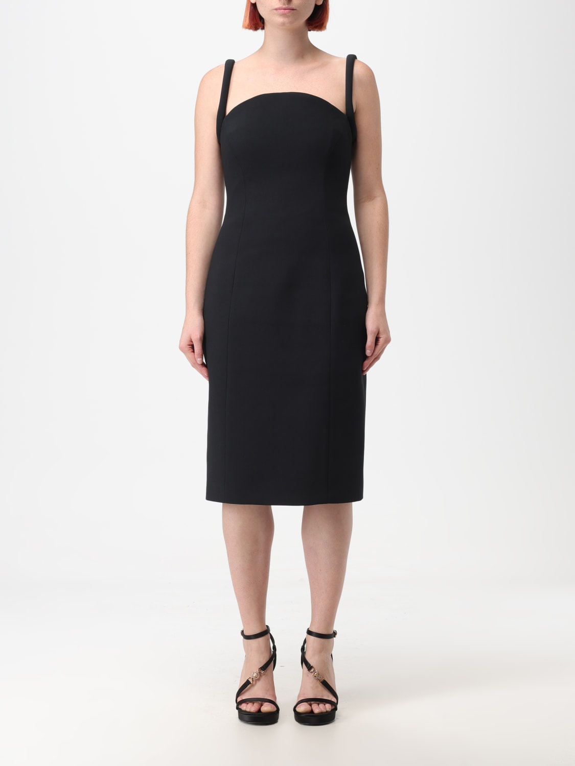 VERSACE DRESS: Versace Structured midi dress, Black - Img 1