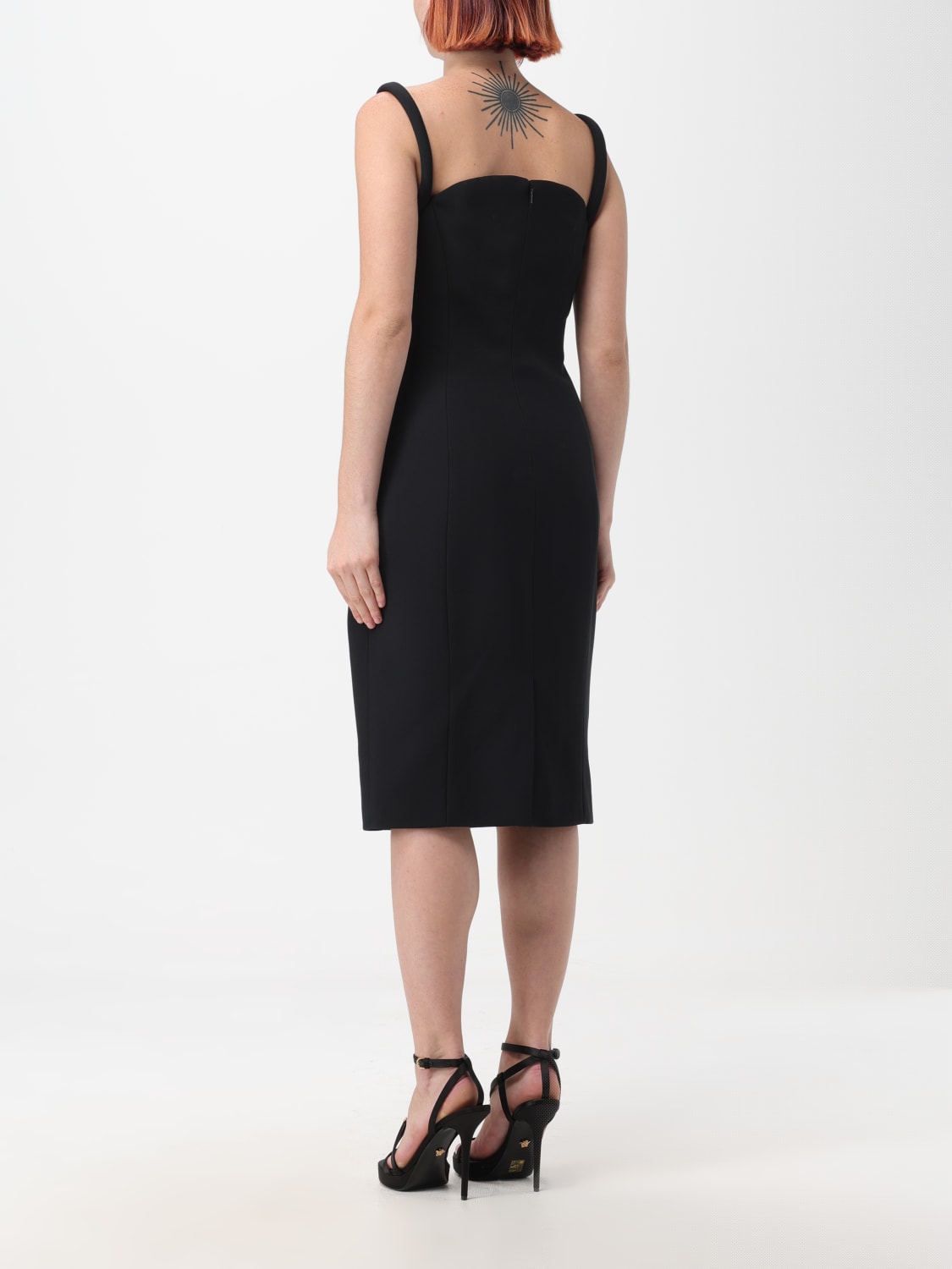 VERSACE DRESS: Versace Structured midi dress, Black - Img 2