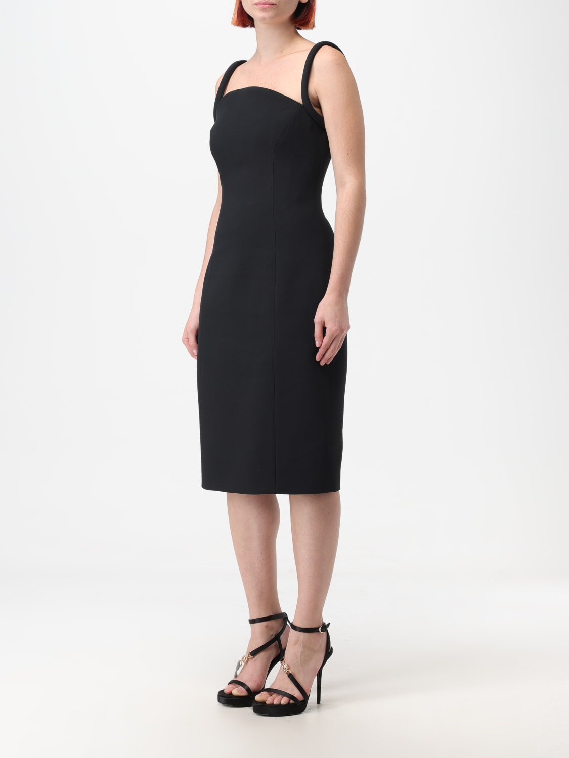 VERSACE DRESS: Versace Structured midi dress, Black - Img 3