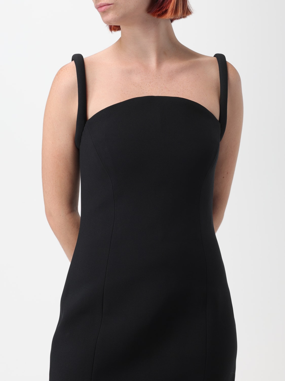 VERSACE DRESS: Versace Structured midi dress, Black - Img 4