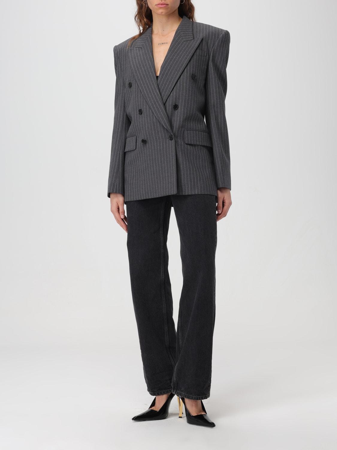 SAINT LAURENT BLAZER: Blazer woman Saint Laurent, Grey - Img 2