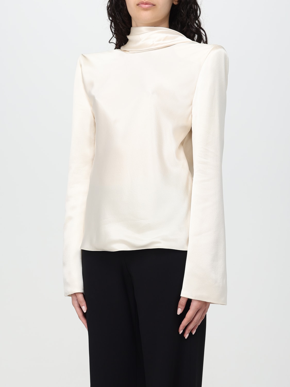 SAINT LAURENT TOP E BLUSE: Blusa Saint Laurent in seta, Panna - Img 3