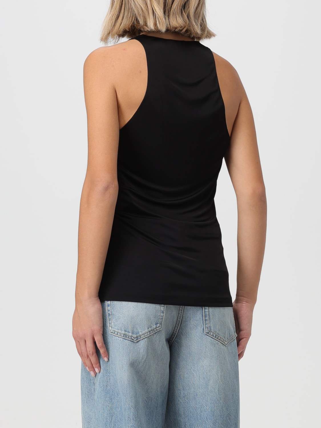 SAINT LAURENT TOP: Saint Laurent tank top in silk crêpe, Black - Img 3