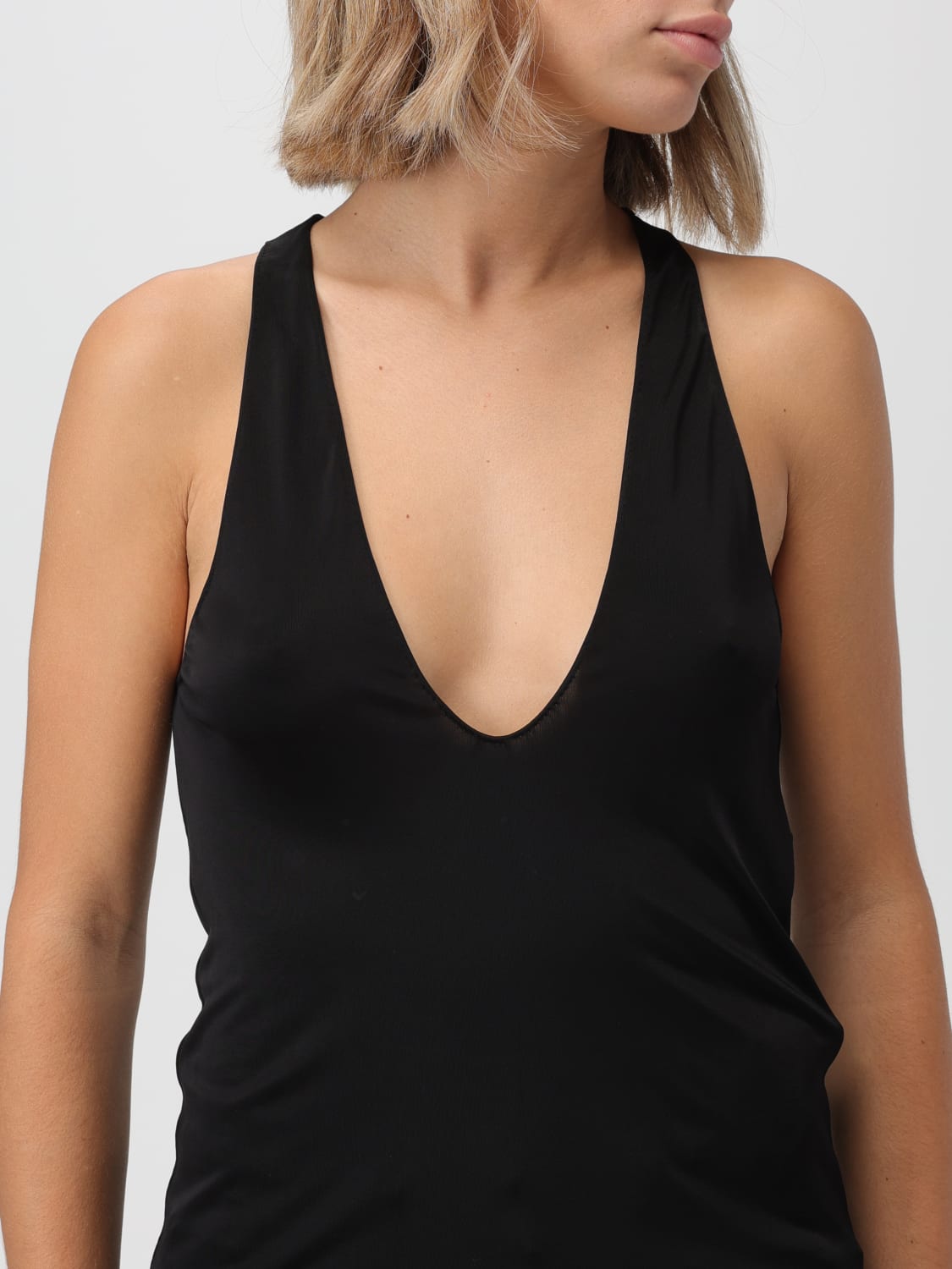 SAINT LAURENT TOP: Saint Laurent tank top in silk crêpe, Black - Img 5