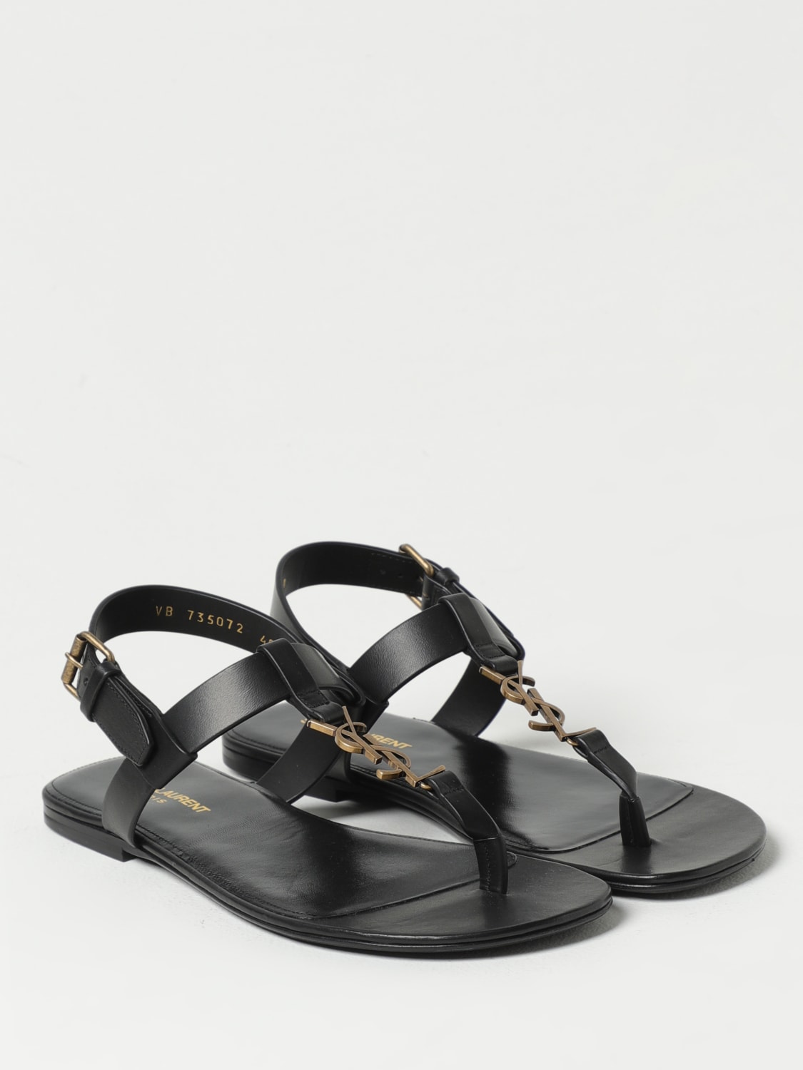 SAINT LAURENT SANDALS: Saint Laurent Cassandre leather sandals, Black - Img 2