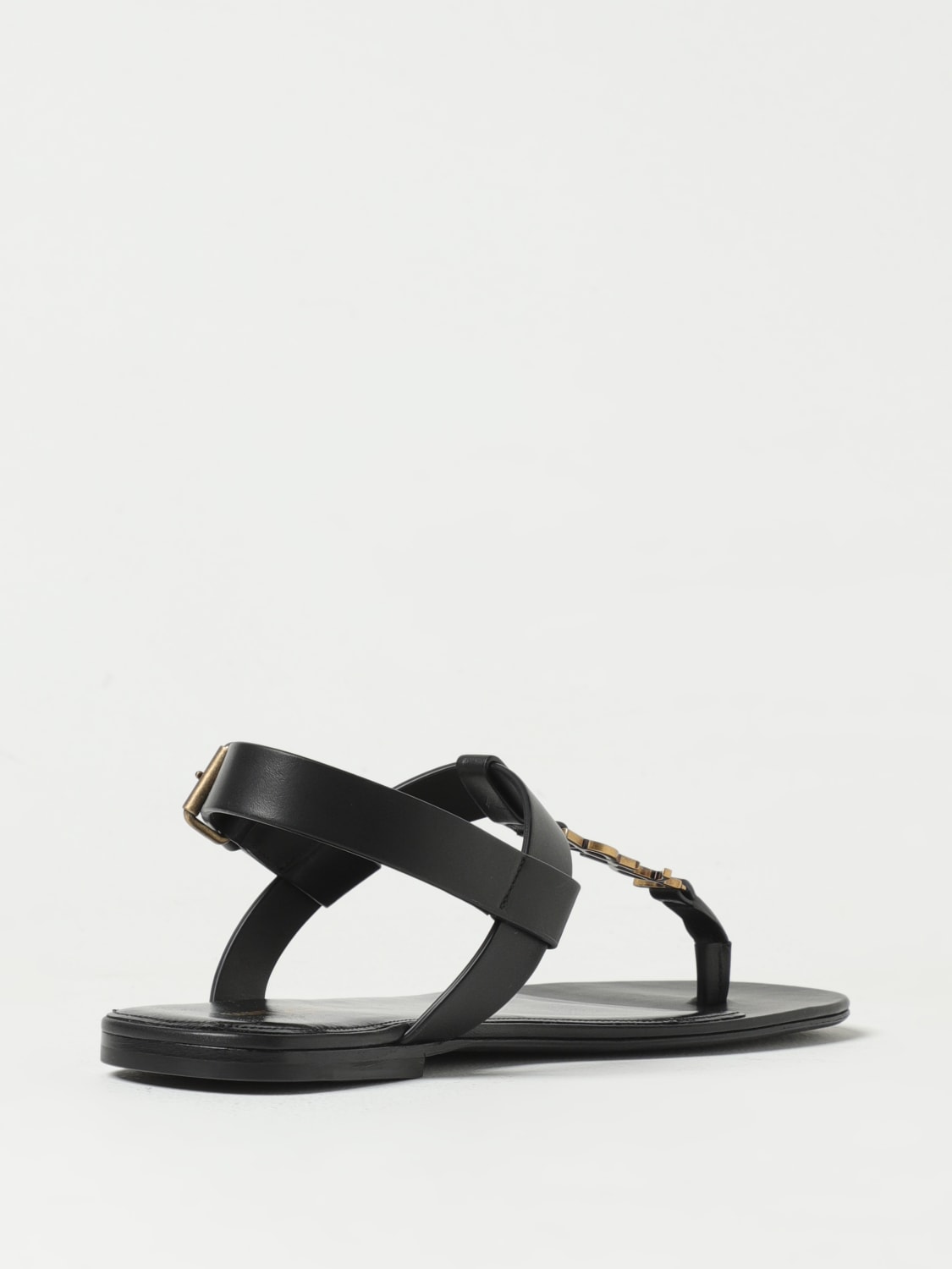 SAINT LAURENT SANDALS: Saint Laurent Cassandre leather sandals, Black - Img 3