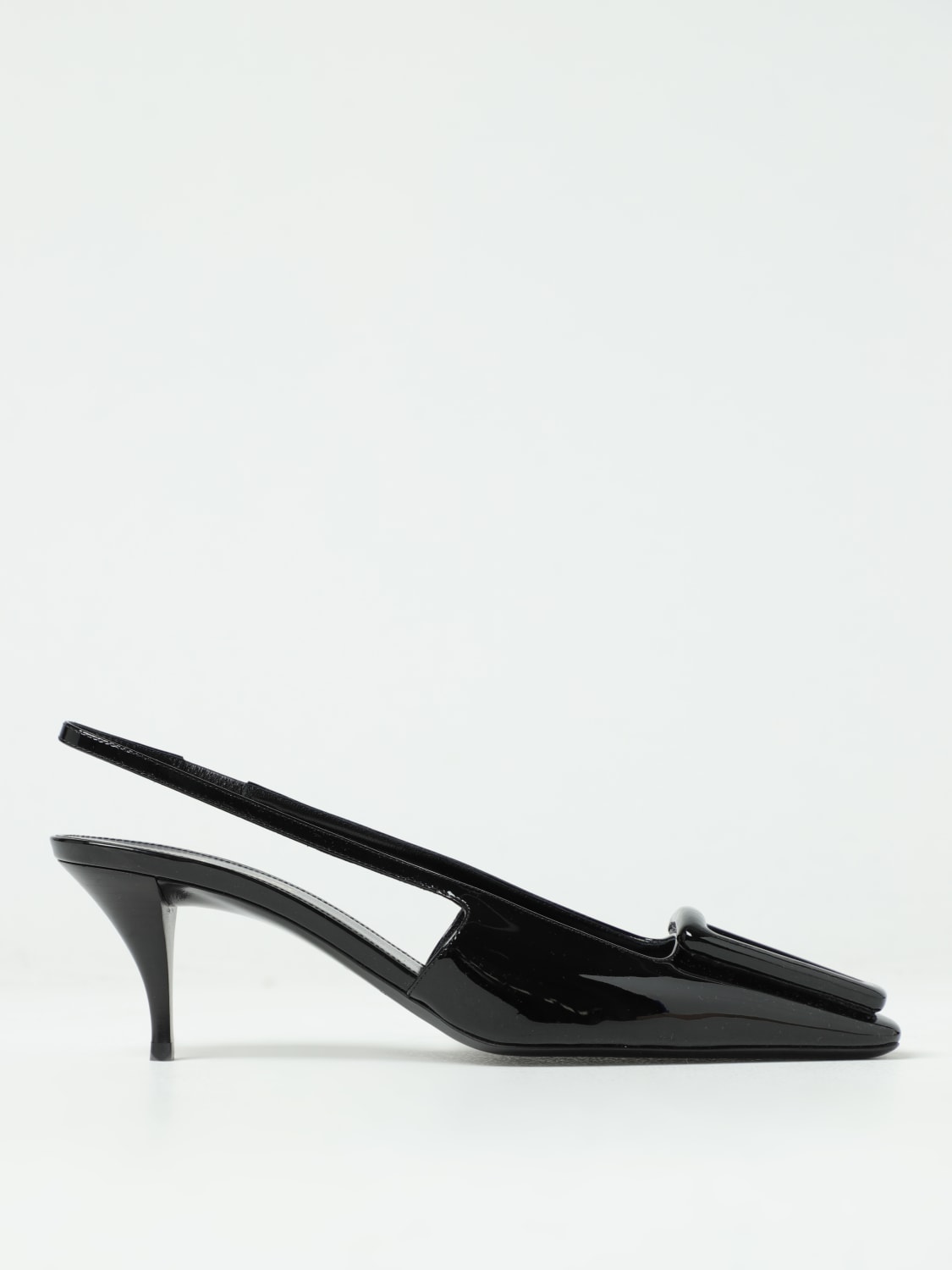 SAINT LAURENT SCARPE CON TACCO: Slingback Saint Laurent in vernice, Nero - Img 1