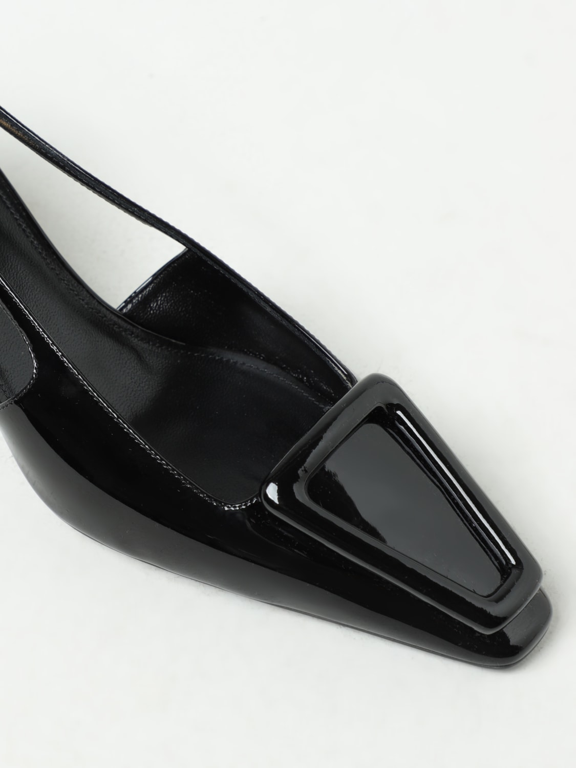 SAINT LAURENT SCARPE CON TACCO: Slingback Saint Laurent in vernice, Nero - Img 4