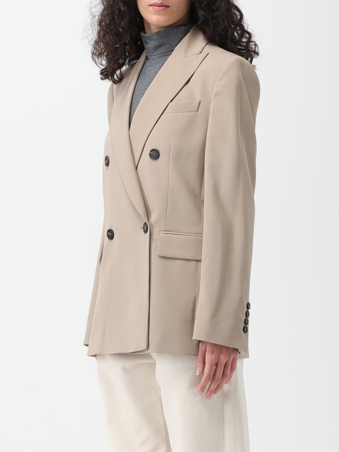 BRUNELLO CUCINELLI BLAZER: Blazer woman Brunello Cucinelli, Beige - Img 4