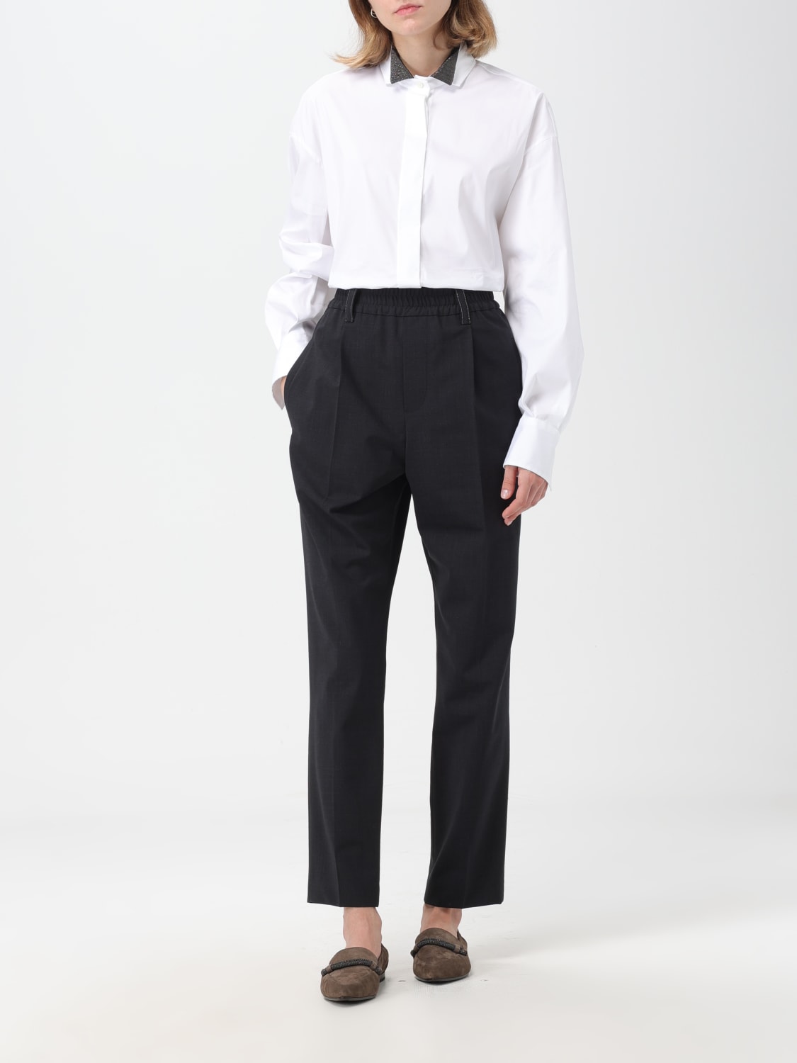 BRUNELLO CUCINELLI PANTALÓN: Pantalón mujer Brunello Cucinelli, Negro - Img 2