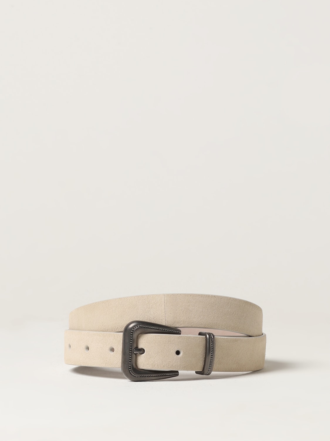 BRUNELLO CUCINELLI BELT: Brunello Cucinelli belt in suede, Beige - Img 1