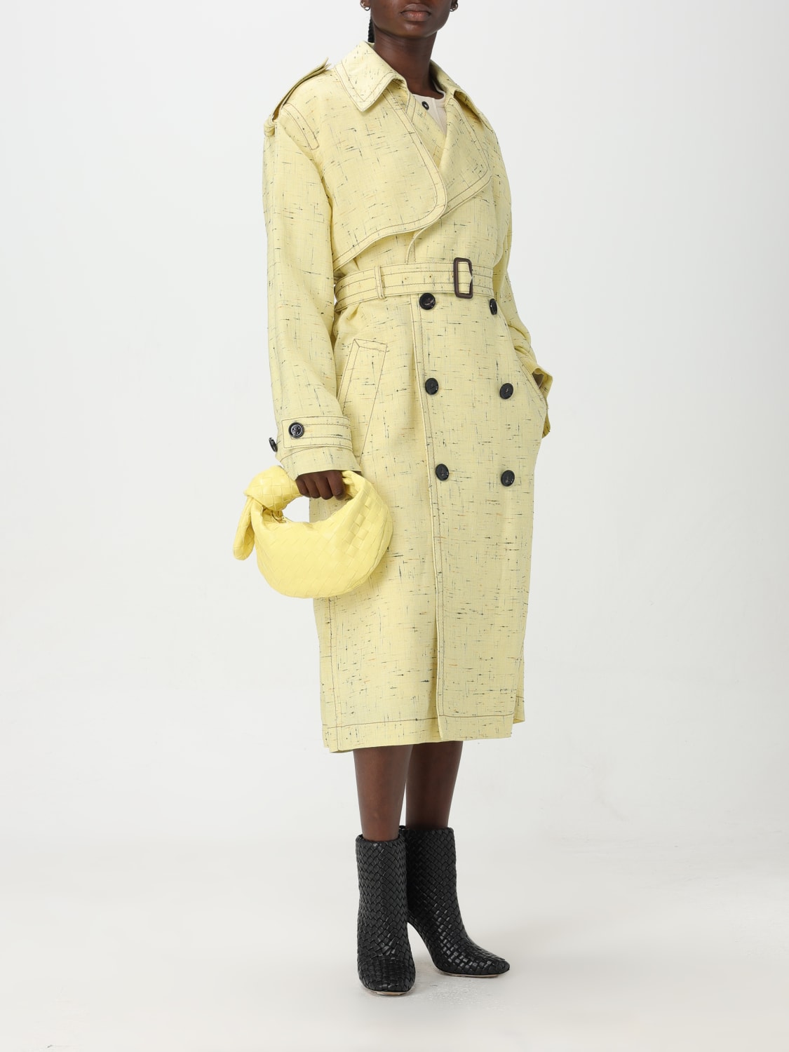 BOTTEGA VENETA TRENCH: Trench Bottega Veneta in misto viscosa , Giallo - Img 2