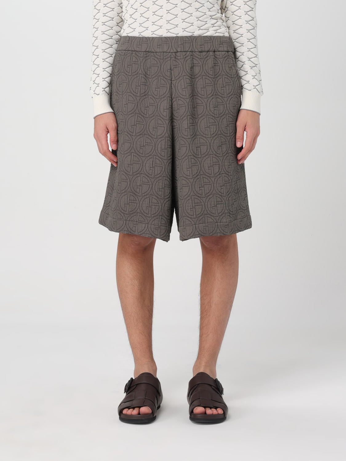 Giglio Bermuda Giorgio Armani in tessuto increspato con logo jacquard