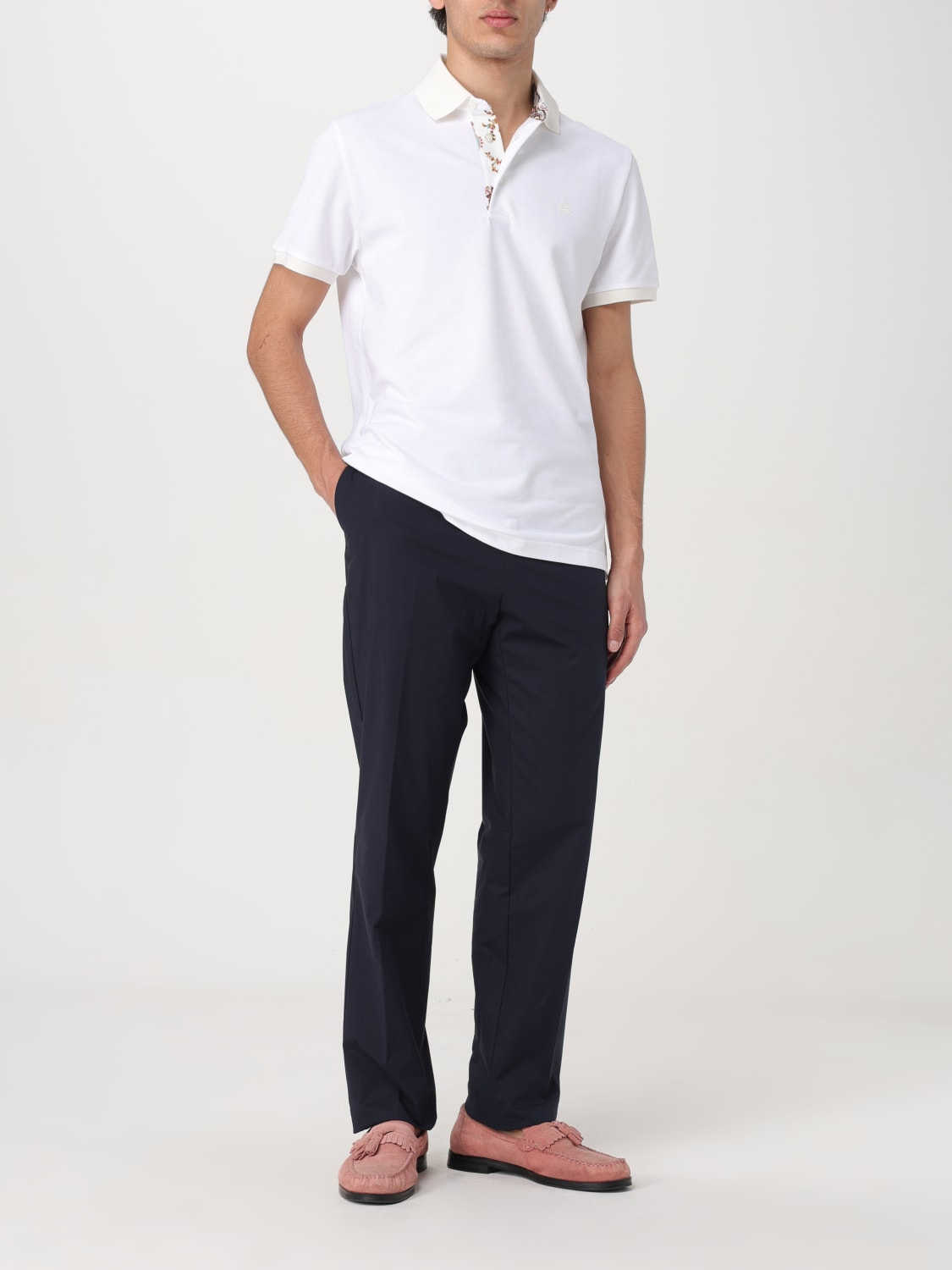 ETRO POLO: Polo Etro in piquet di cotone con logo ricamato , Bianco - Img 2