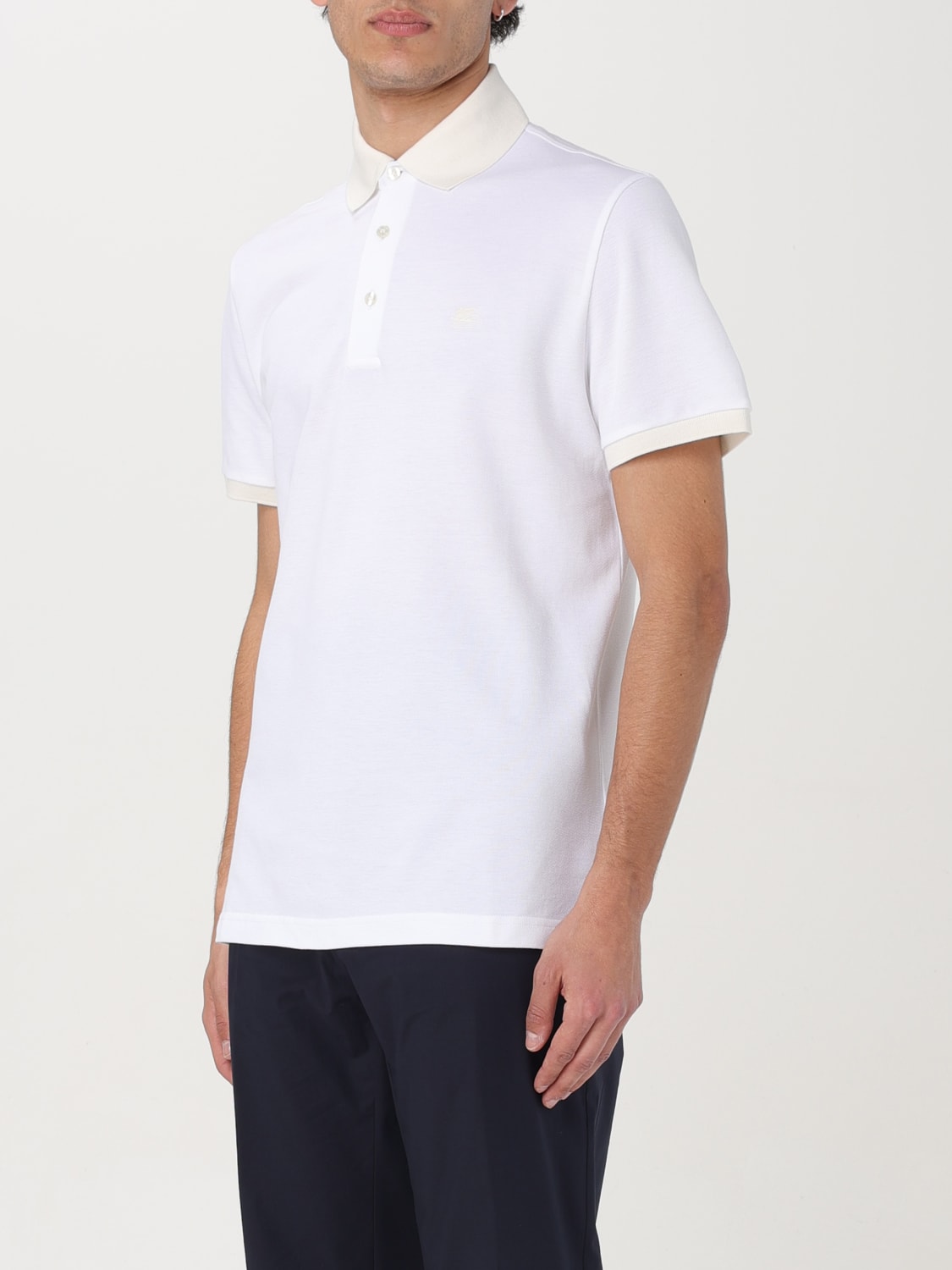 ETRO POLO: Polo Etro in piquet di cotone con logo ricamato , Bianco - Img 4