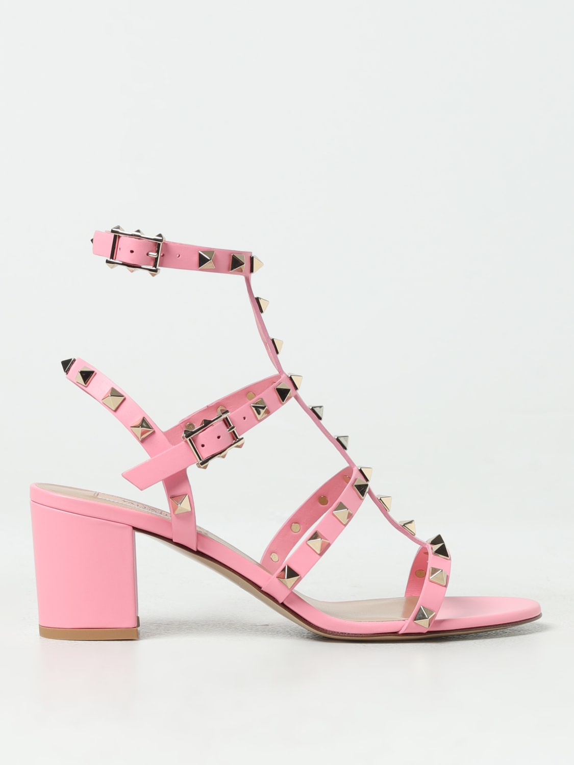 Valentino Garavani Rockstud flat strappy sandals - Pink