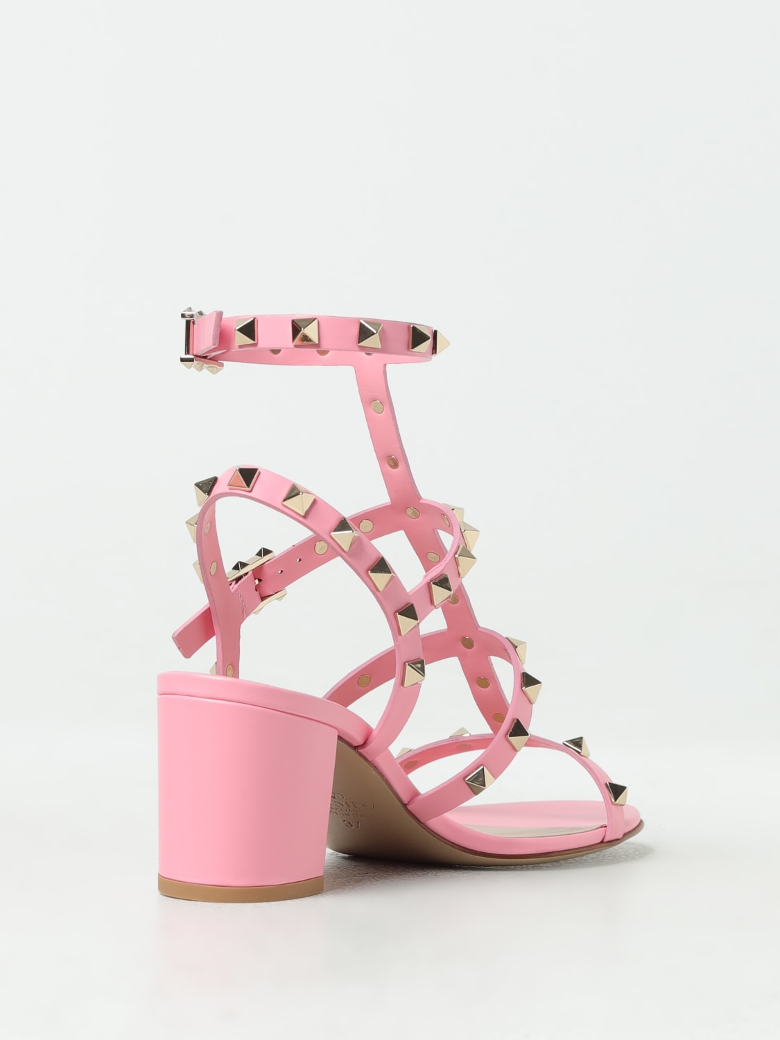 Valentino Garavani Pink One Stud Heeled Sandals