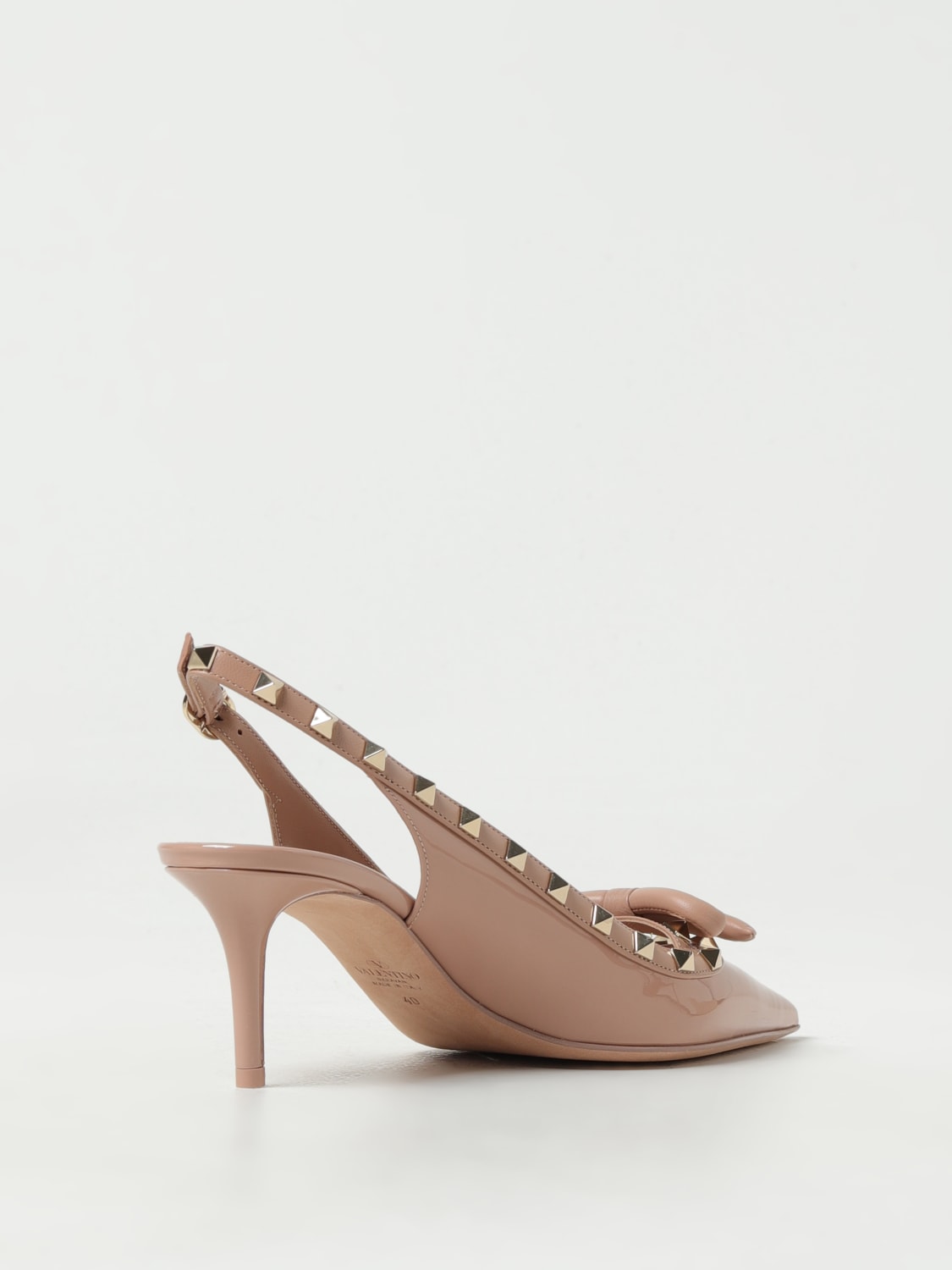 VALENTINO GARAVANI HIGH HEEL SHOES: Valentino Garavani Rockstud Slingback in patent leather with studs, Blush Pink - Img 3