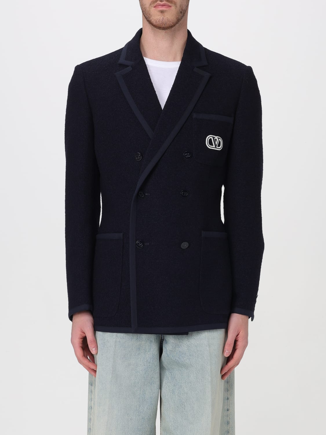 VALENTINO: Blazer men - Blue | Valentino blazer 4V3CEE61911 online at ...