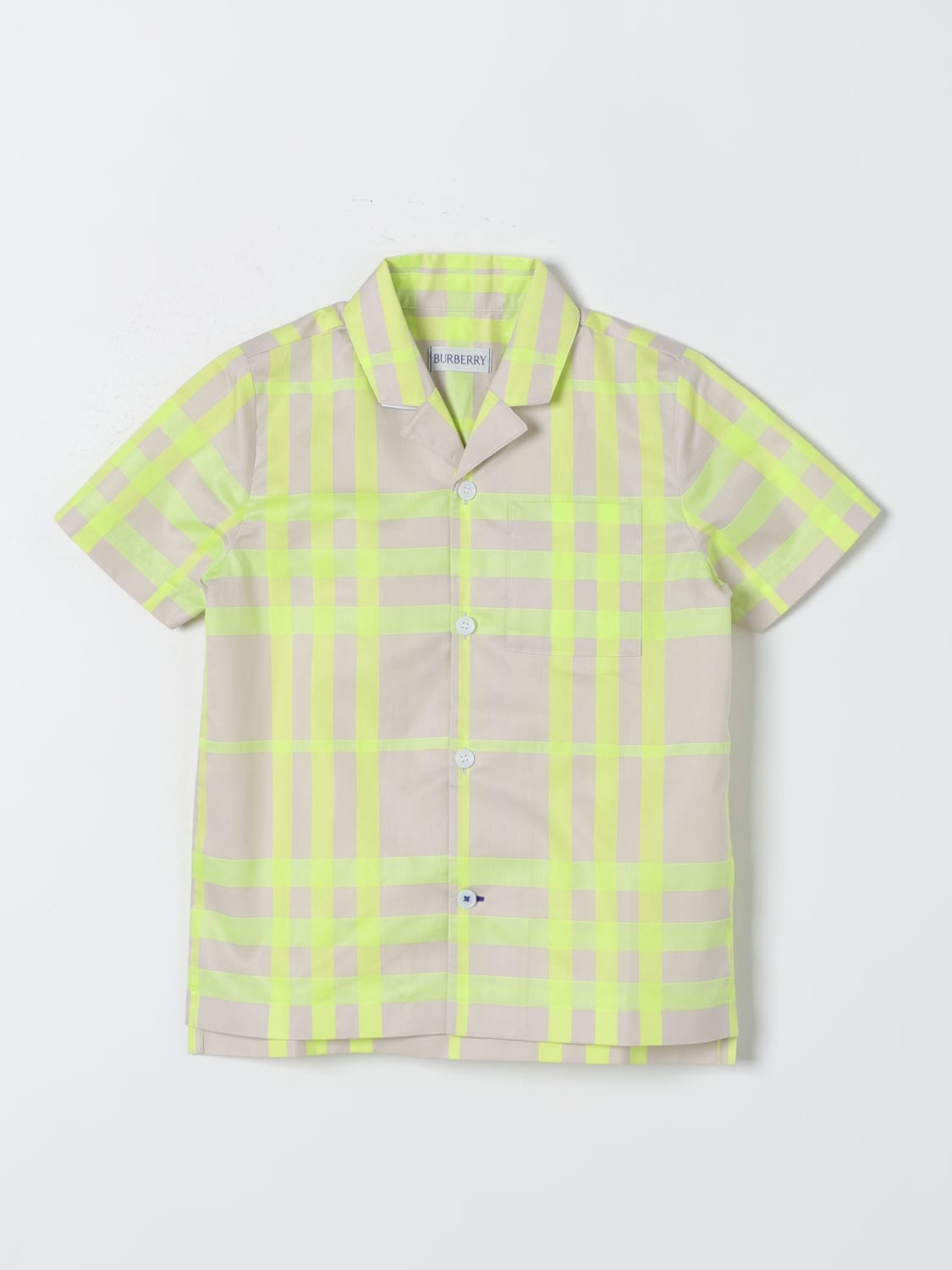 BURBERRY SHIRT: Shirt kids Burberry Kids, Lime - Img 1