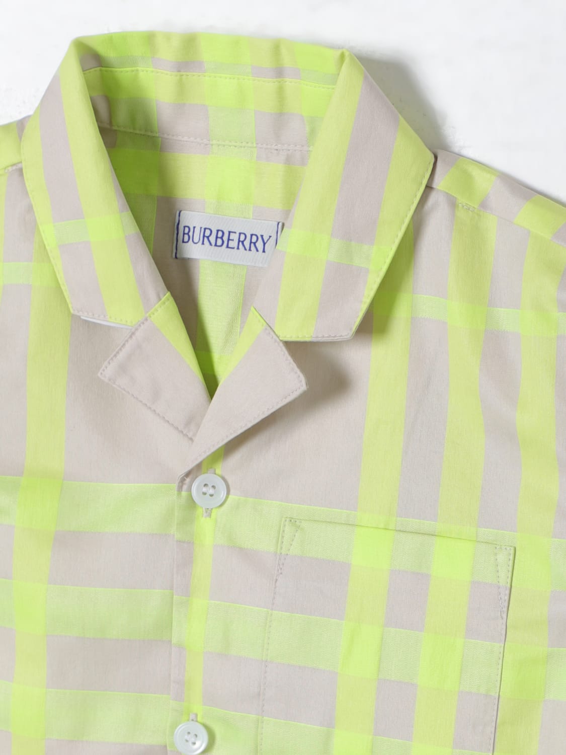 BURBERRY SHIRT: Shirt kids Burberry Kids, Lime - Img 3