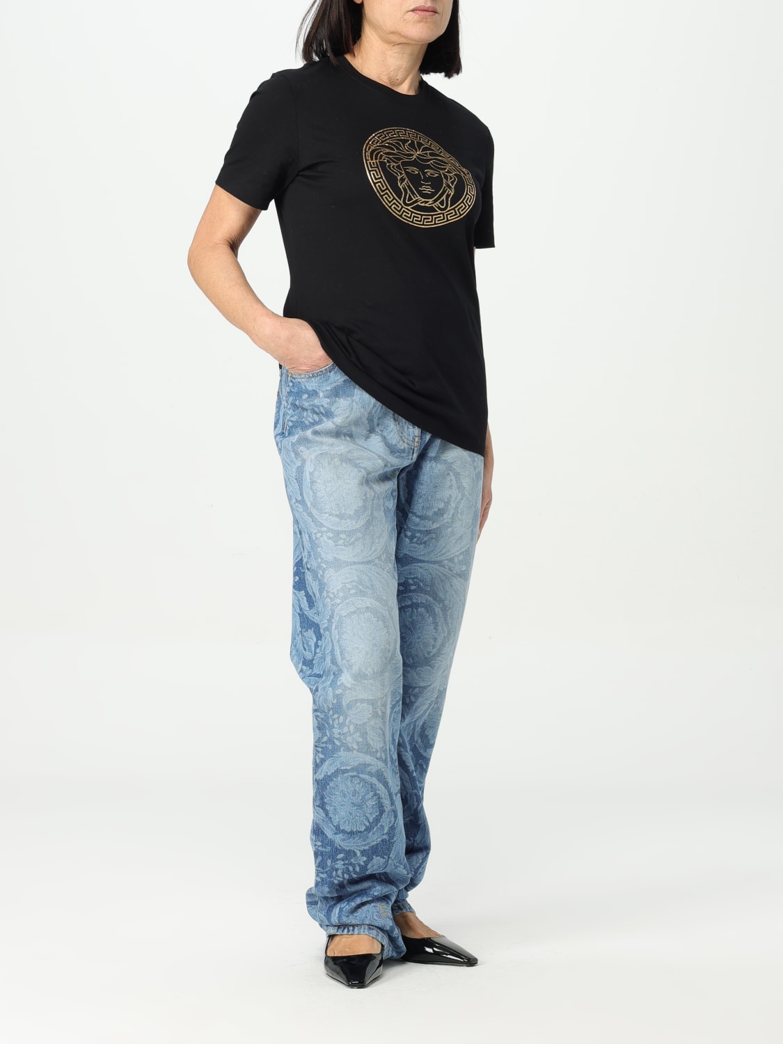 Versace Outlet Jeans femme Denim Jeans Versace 10115191A10029 en ligne sur GIGLIO.COM