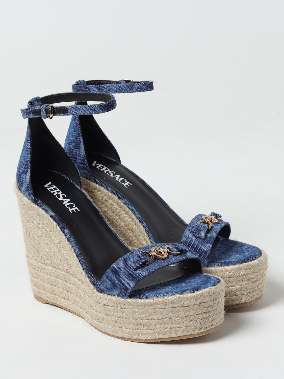 VERSACE WEDGE SHOES: Shoes woman Versace, Denim - Img 2