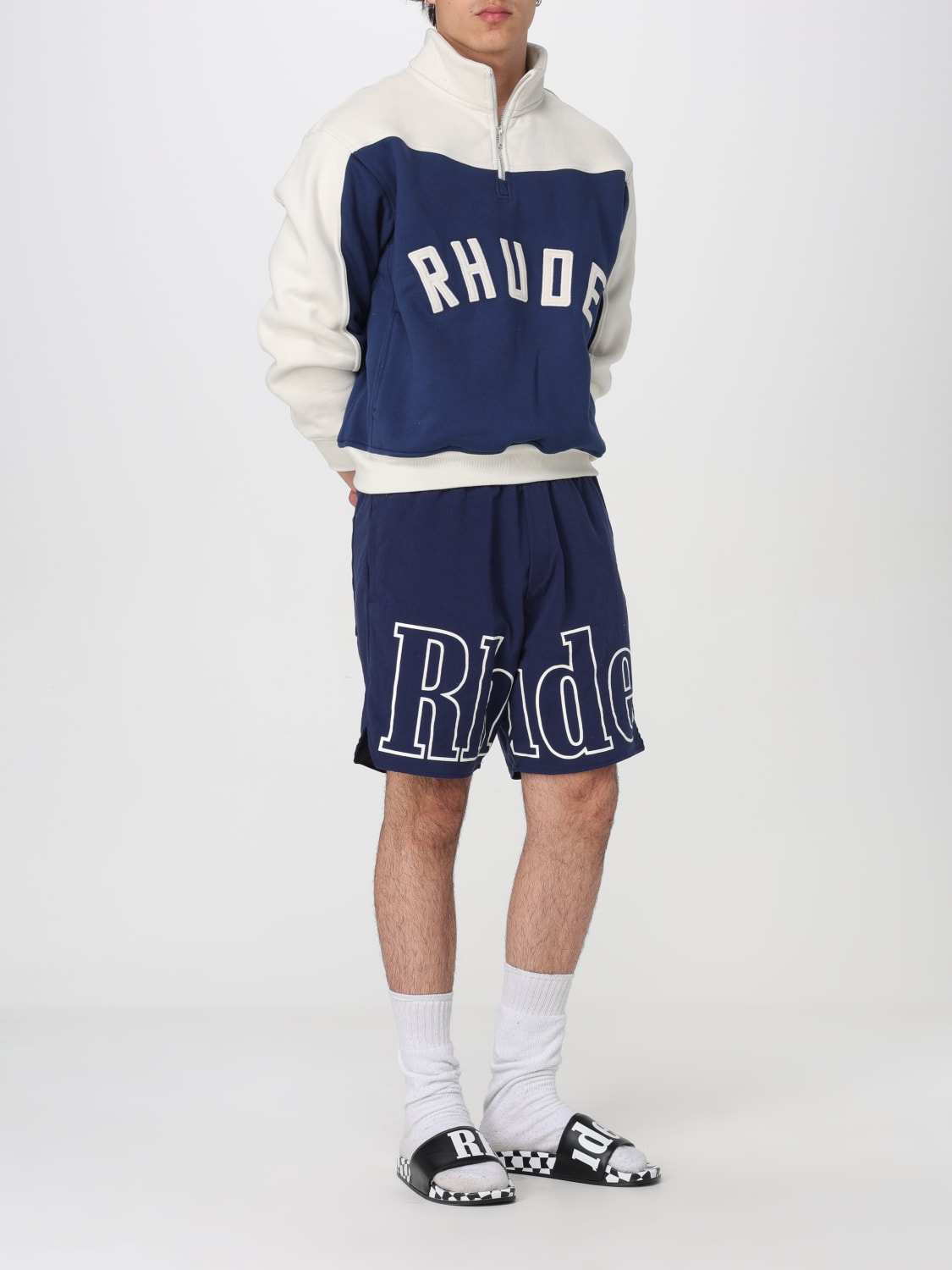 RHUDE FELPA: Felpa Varsity Rhude in jersey, Blue - Img 2