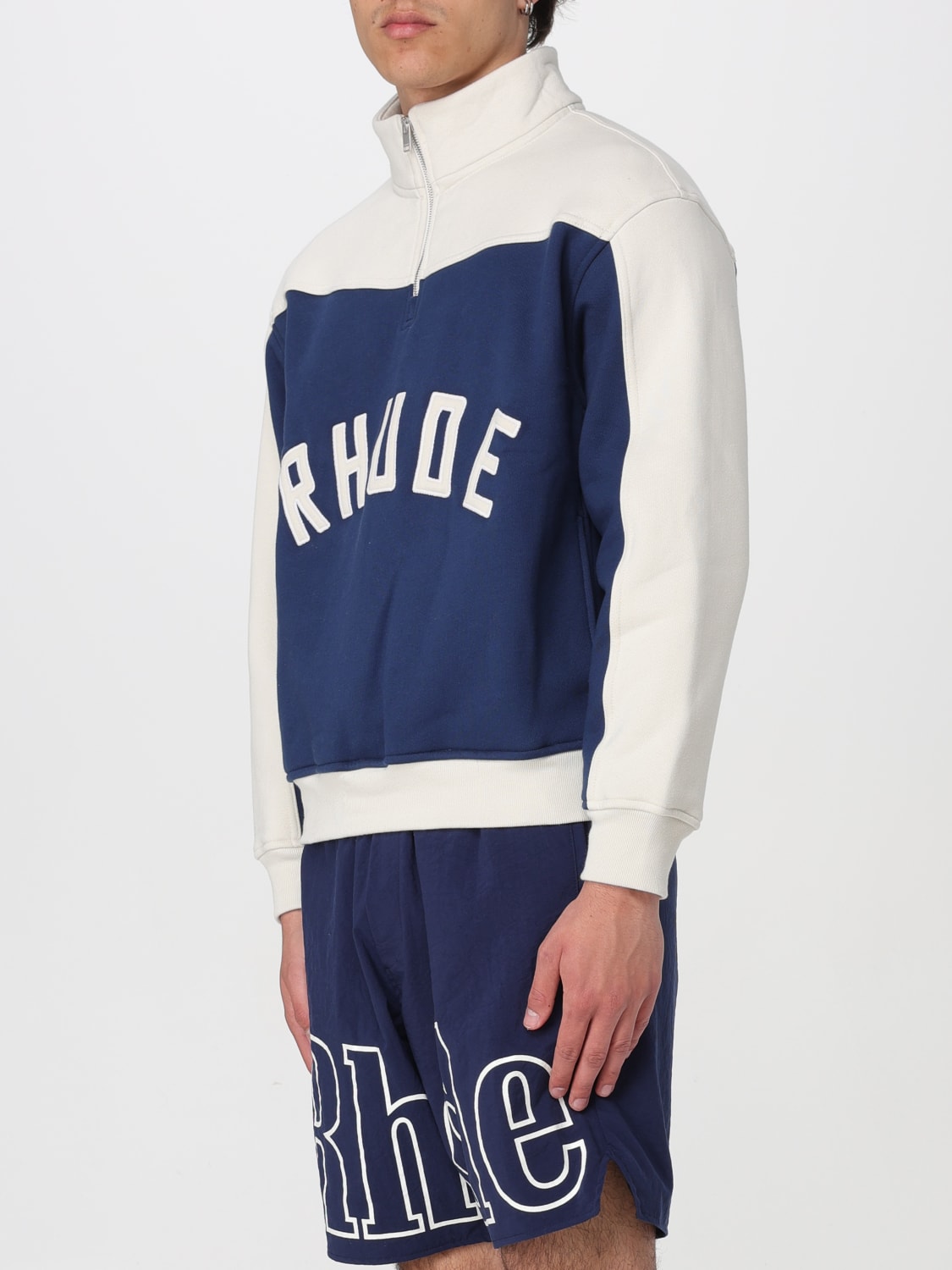 RHUDE FELPA: Felpa Varsity Rhude in jersey, Blue - Img 4