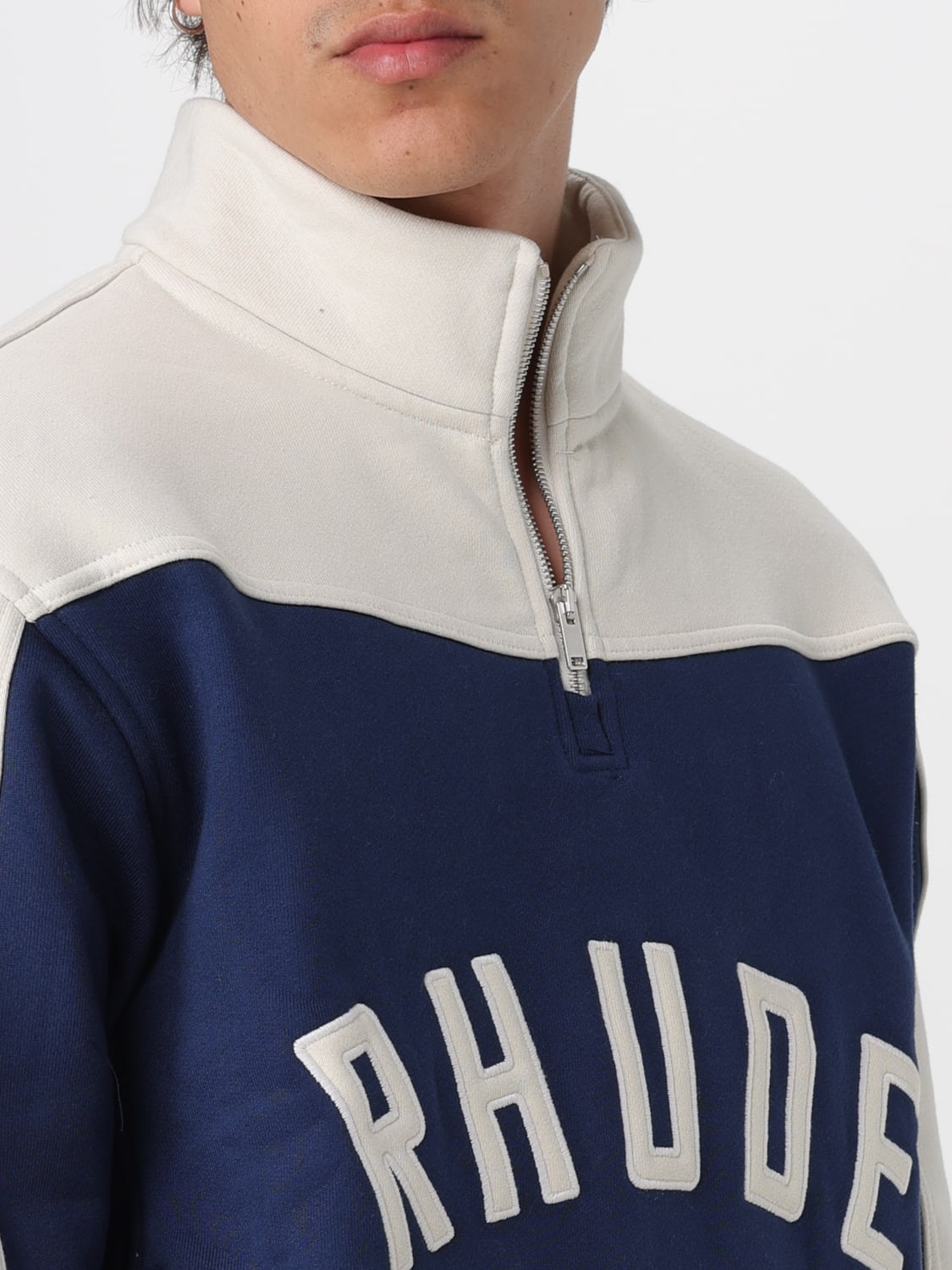 RHUDE FELPA: Felpa Varsity Rhude in jersey, Blue - Img 5