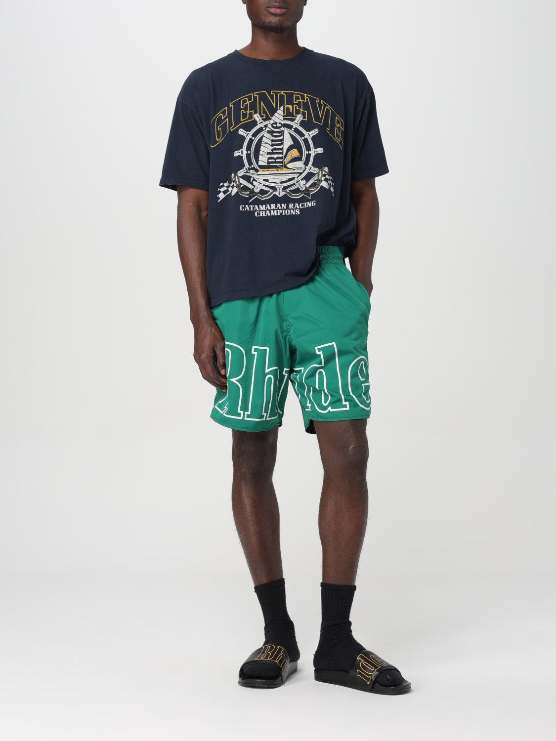 RHUDE SHORT: Short men Rhude, Green - Img 2