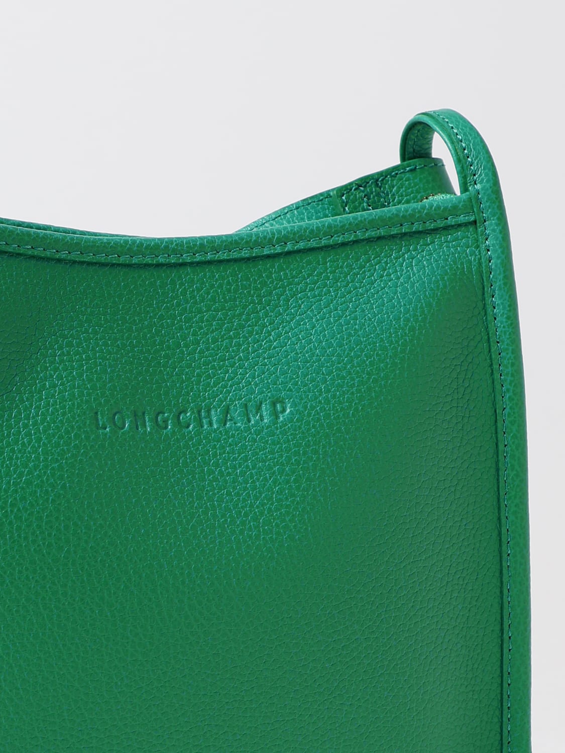 LONGCHAMP MINI BAG: Longchamp Le Foulonné bag in grained leather, Green - Img 3