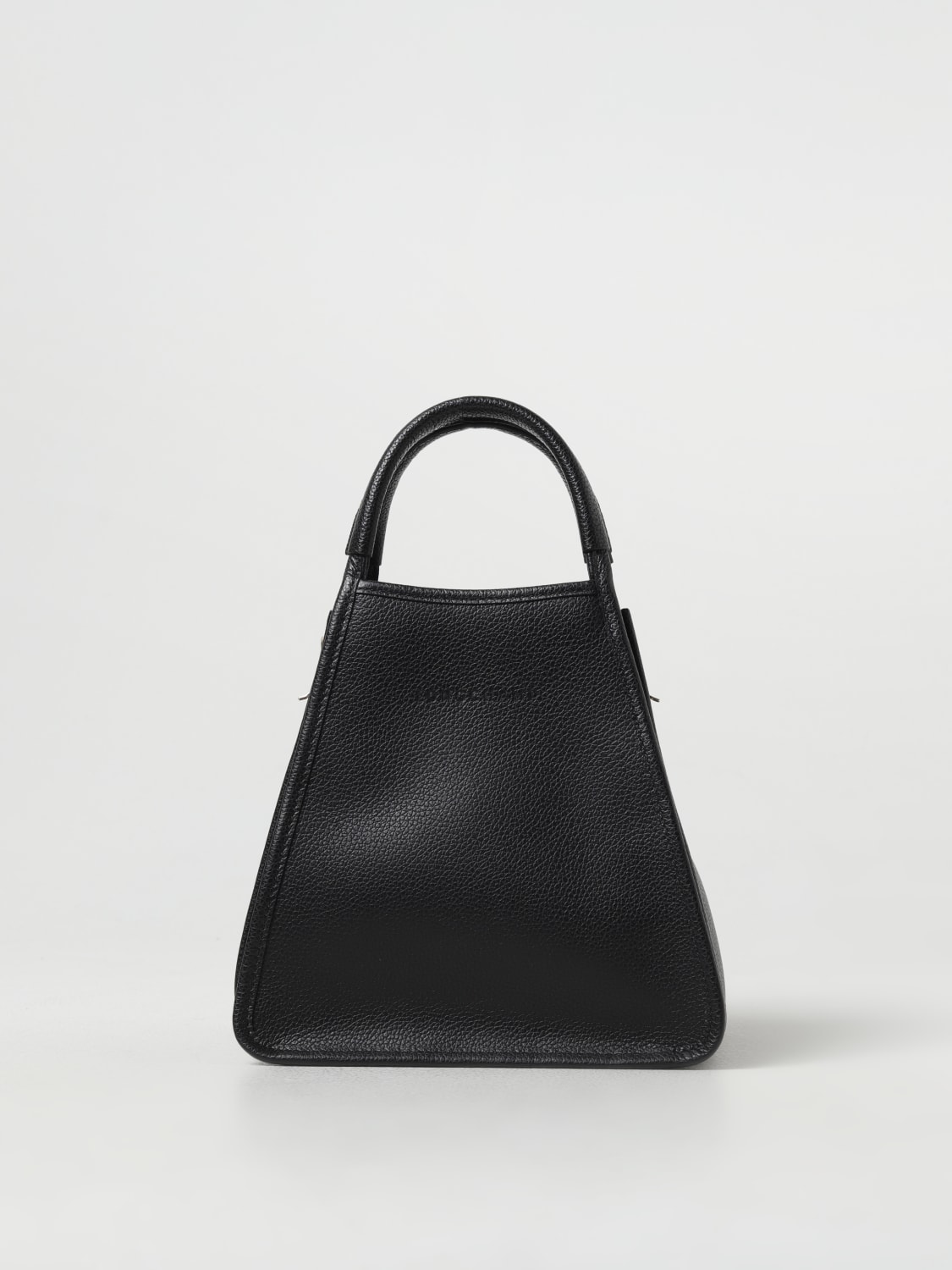 LONGCHAMP HANDBAG: Longchamp Le Foulonné bag in grained leather with shoulder strap, Black - Img 1